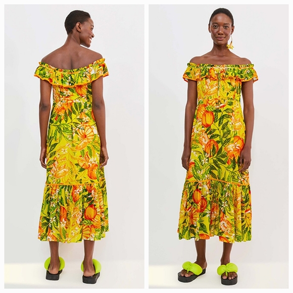 Farm Rio Tangerines Midi Dress Size Medium - Picture 9 of 9